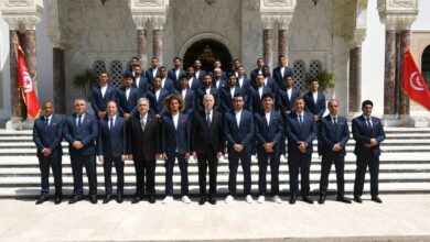 المنتخب التونسي مع الرئيس قيس سعيد